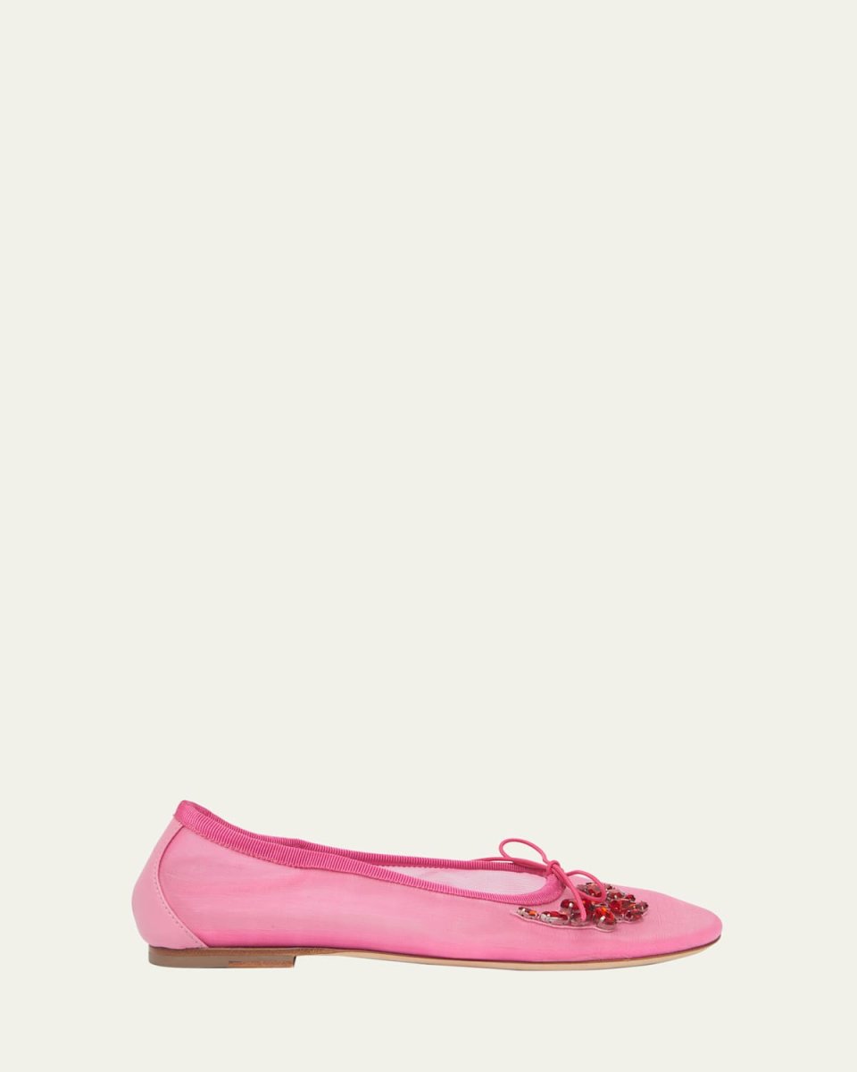 Embellished Mesh Ballerina Flats